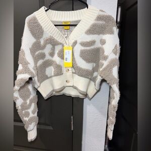 Daisy Cream and Tan Textured Cardigan